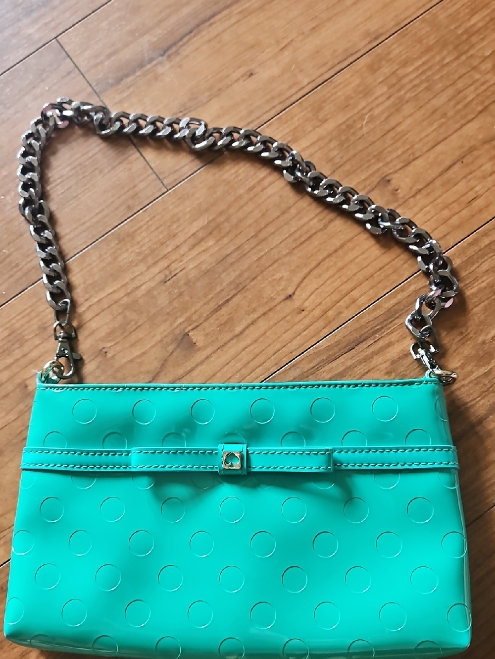 Kate Spade Turquoise Polka Dot Chain-Handle Shoulder Bag